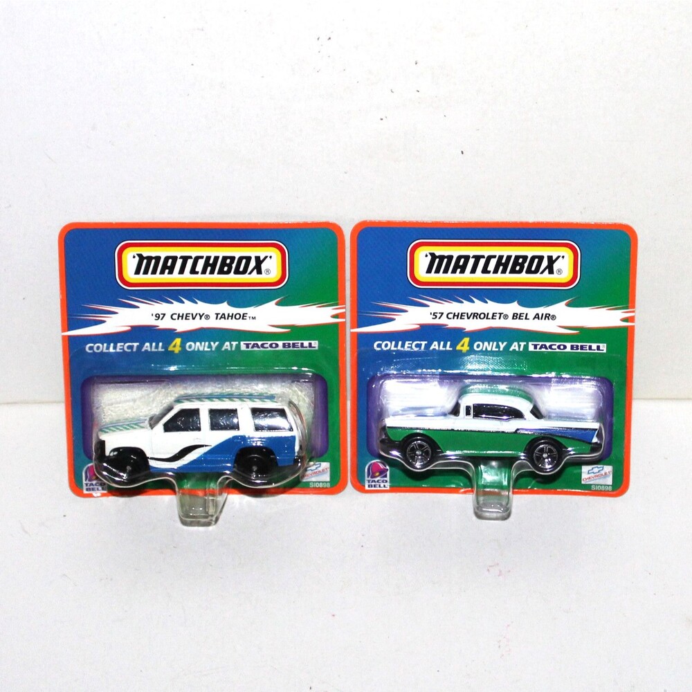 Taco Bell 1999 Matchbox 97 Chevy Tahoe + 57 Chevrolet Bel Air car toy fast food